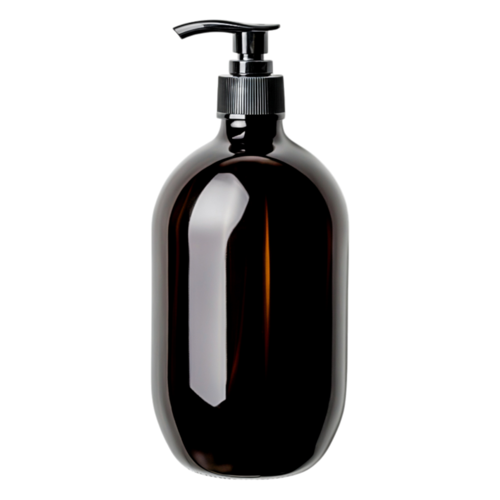 Dark Amber Pump Bottle for Liquid Products with Glossy Surface png