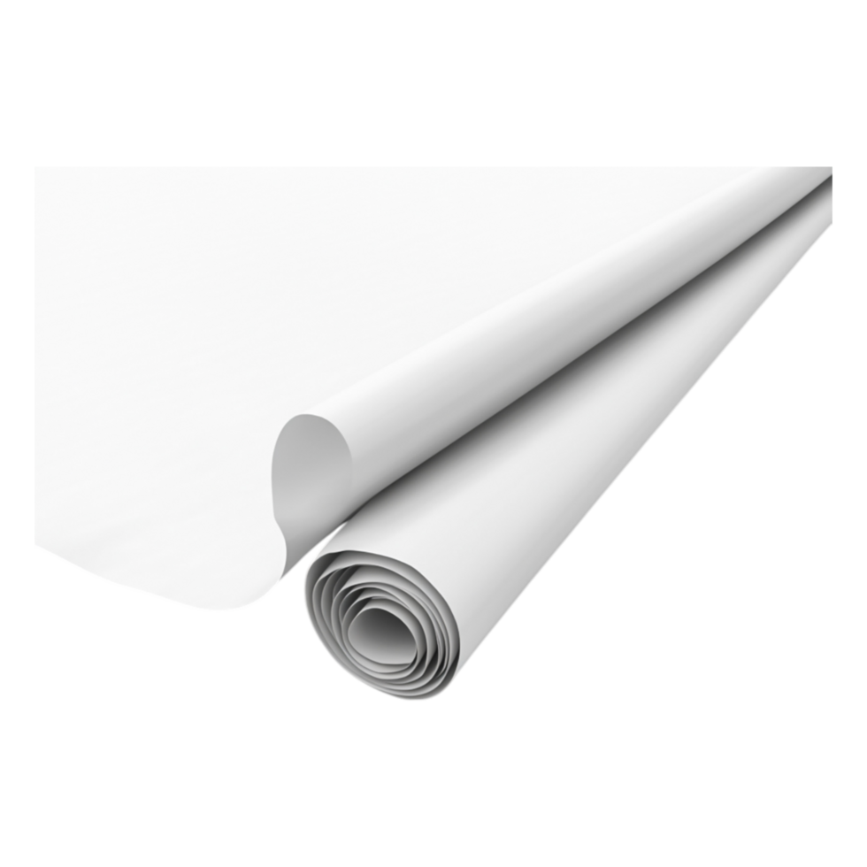 Smooth White Paper Roll Unrolling on a Clean Background png