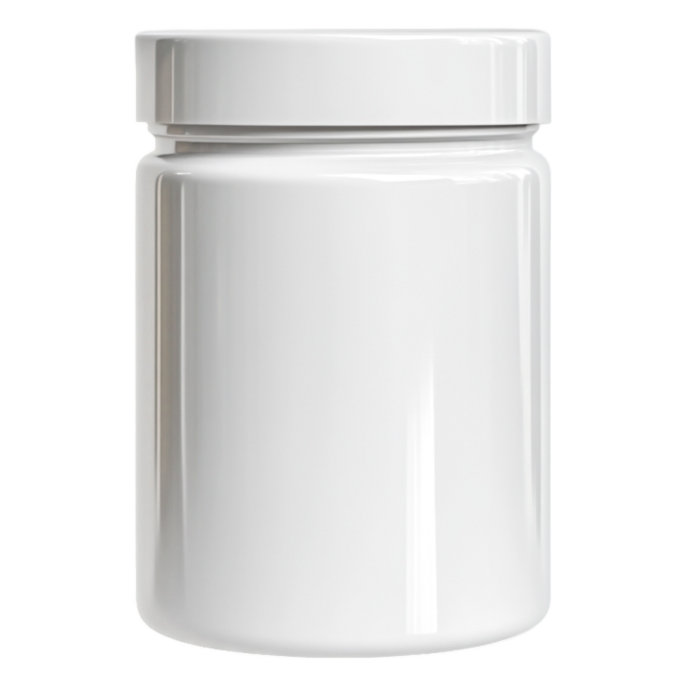 Clean White Plastic Jar with a Tight Lid for Product Packaging png