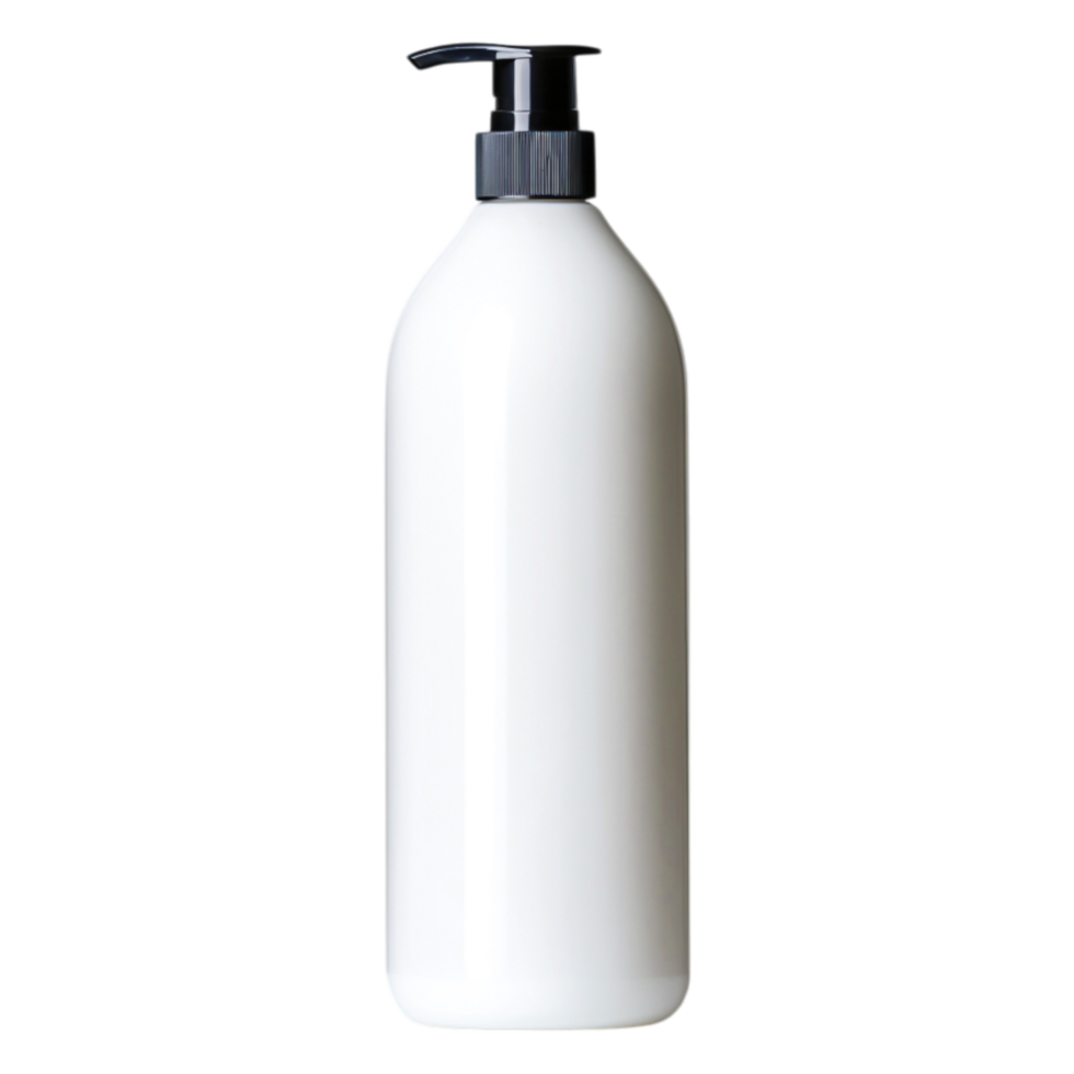 White Pump Bottle for Liquid Soap or Lotion with Black Cap png