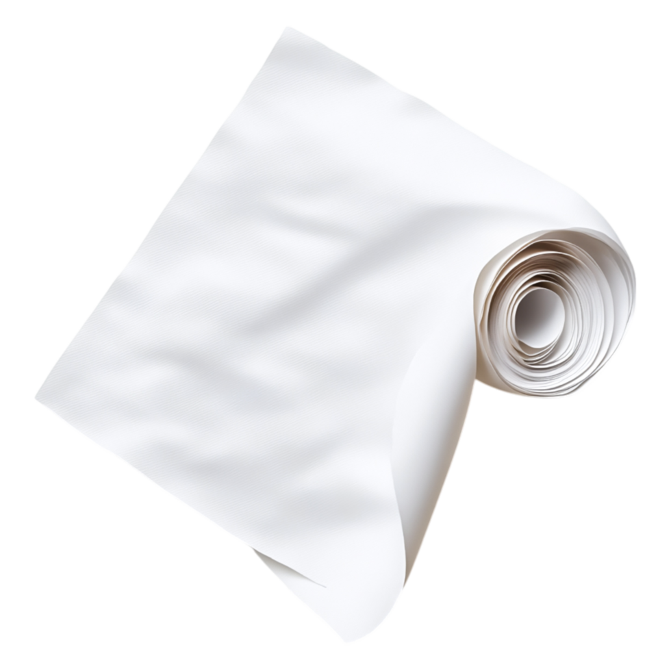 Roll of White Paper on Transparent Background Displaying Texture png