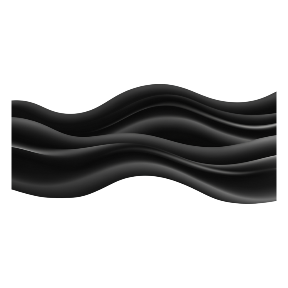 Smooth black wave abstract design with flowing curves and layers png