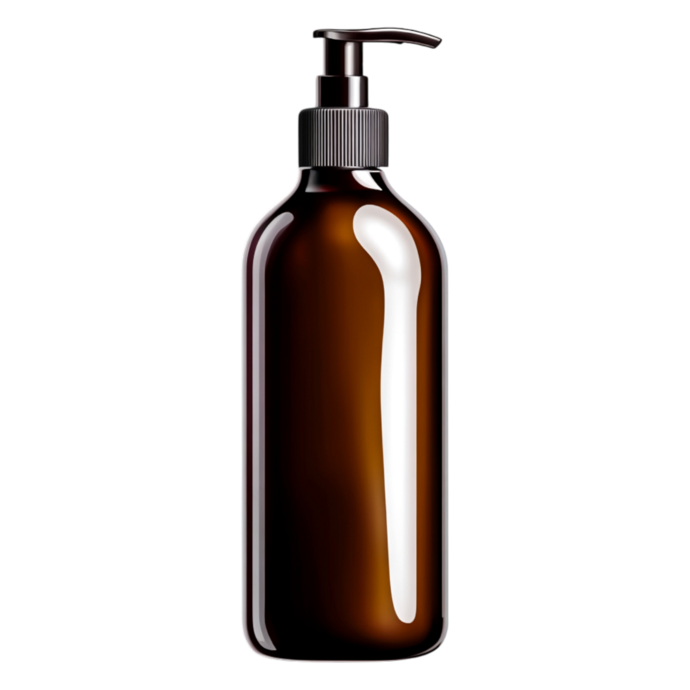 Stylish Brown Bottle with Pump for Liquids or Cosmetics Use png