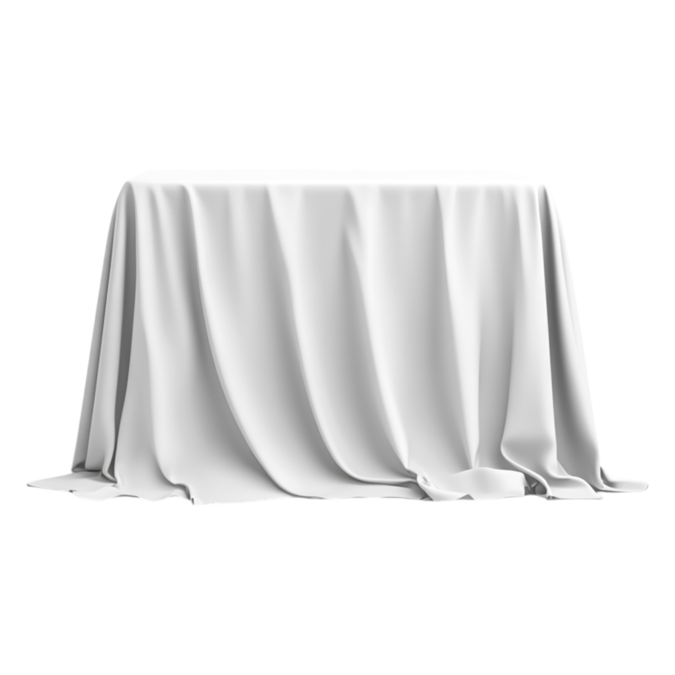 Elegant White Table with Draped Tablecloth for Event Decoration png