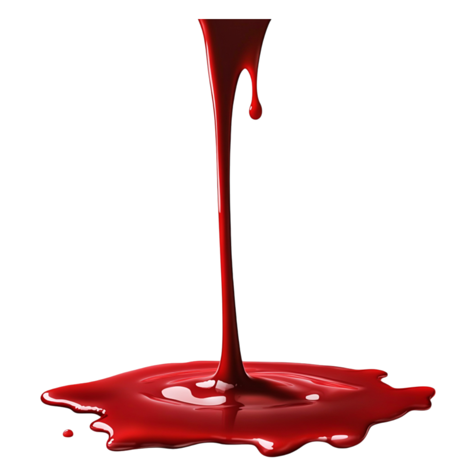 Flowing Red Liquid Puddle Creating Glossy Surface Reflection png