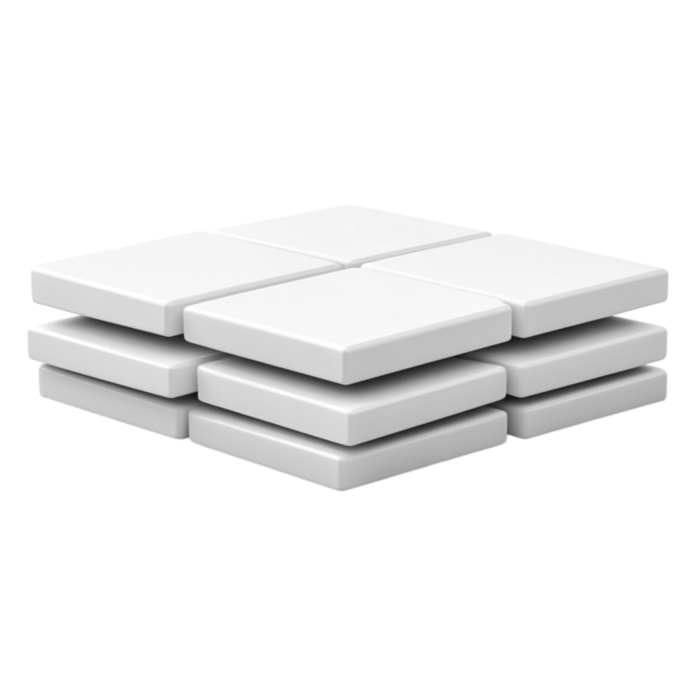 Stack of White Square Tiles on Isolated Background png