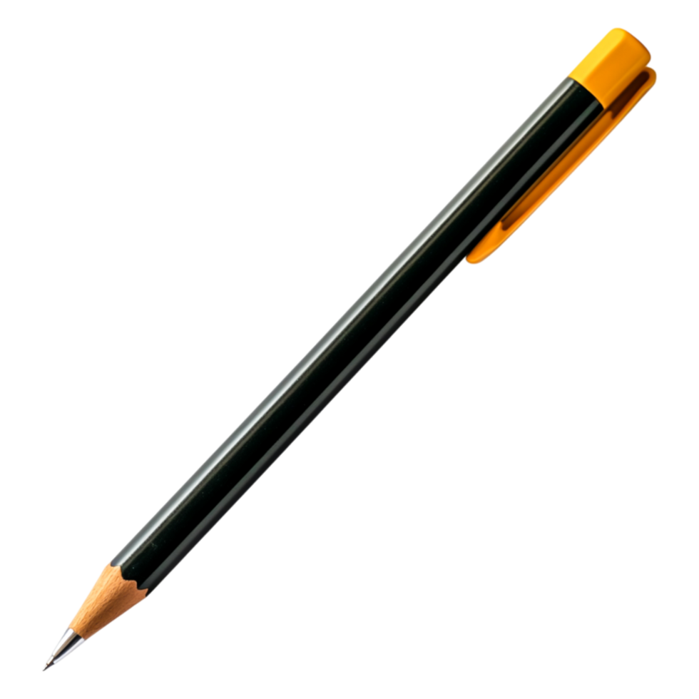 Black Pencil with Yellow Cap for Writing and Drawing Tasks png