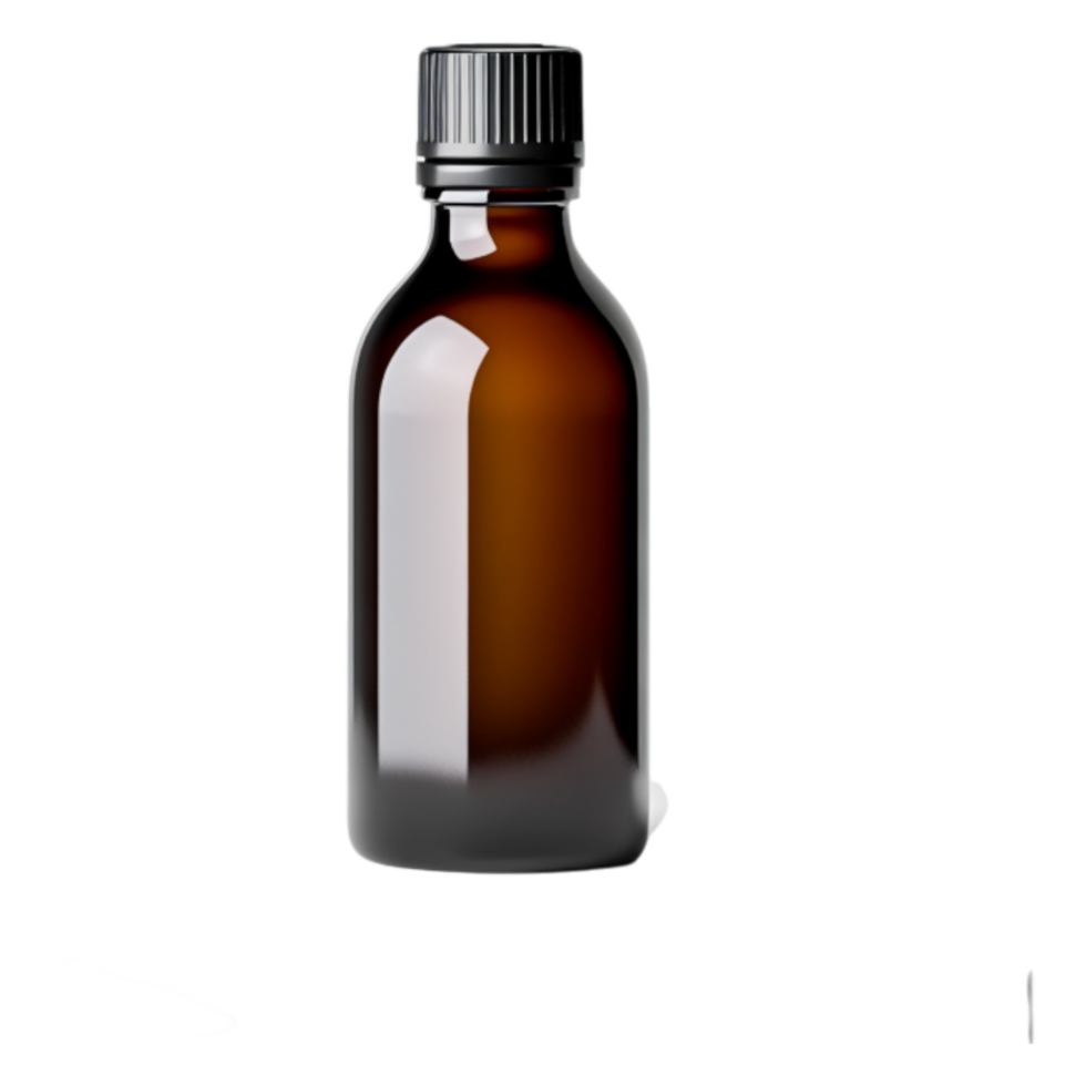 Brown Glass Bottle with Black Cap for Medicinal or Cosmetic Use png