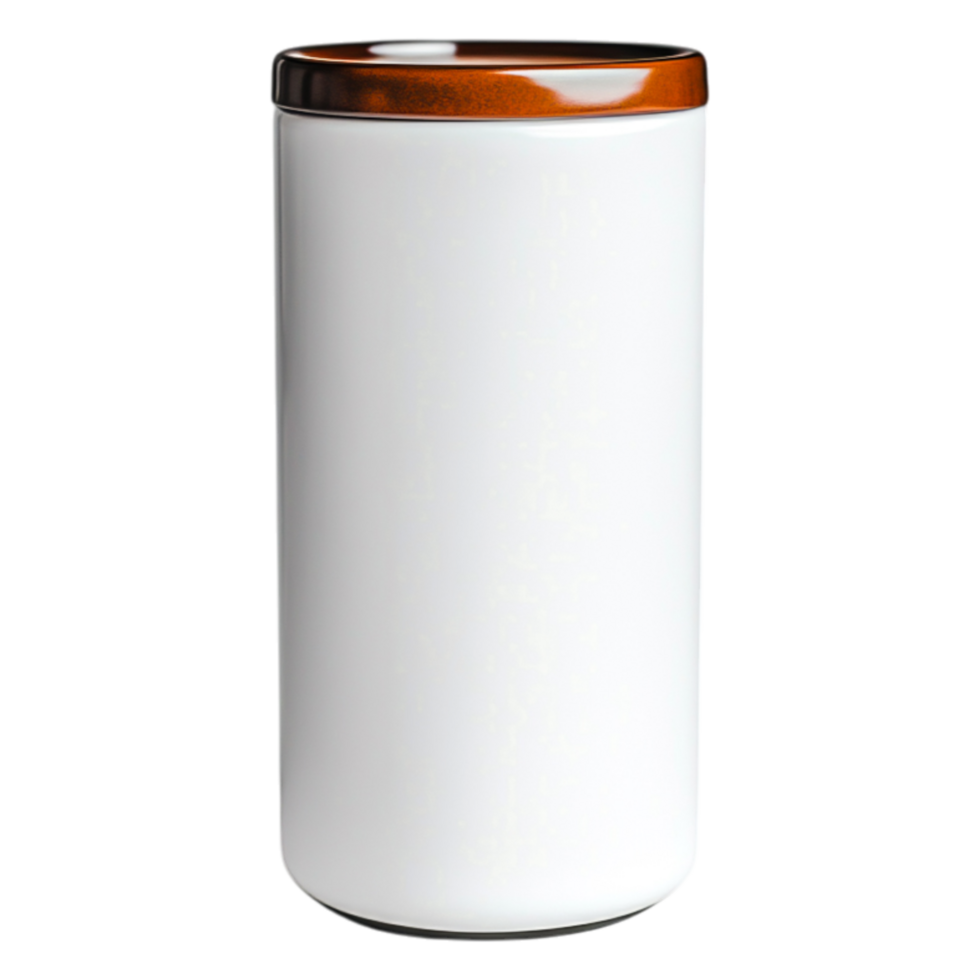 White Ceramic Container with Brown Lid Isolated on png