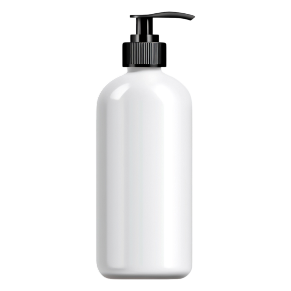 Blank White Lotion Bottle with Pump Top on Transparent Background png