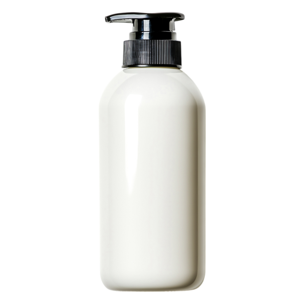 White Plastic Bottle with Black Pump Lid for Liquid Products png