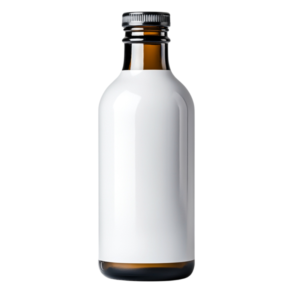 Empty Glass Bottle with Blank Label Ready for Customization png