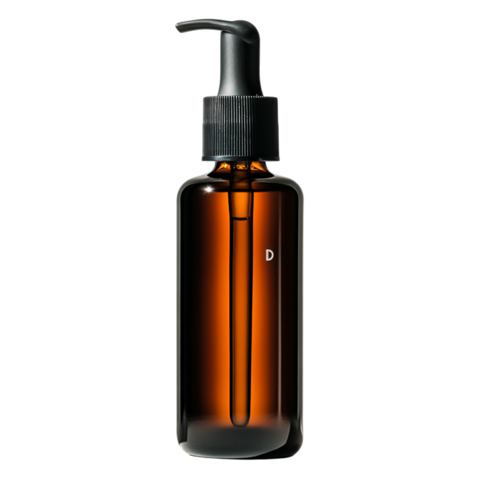 Amber Glass Bottle with Pump Top for Liquid or Gel Products png