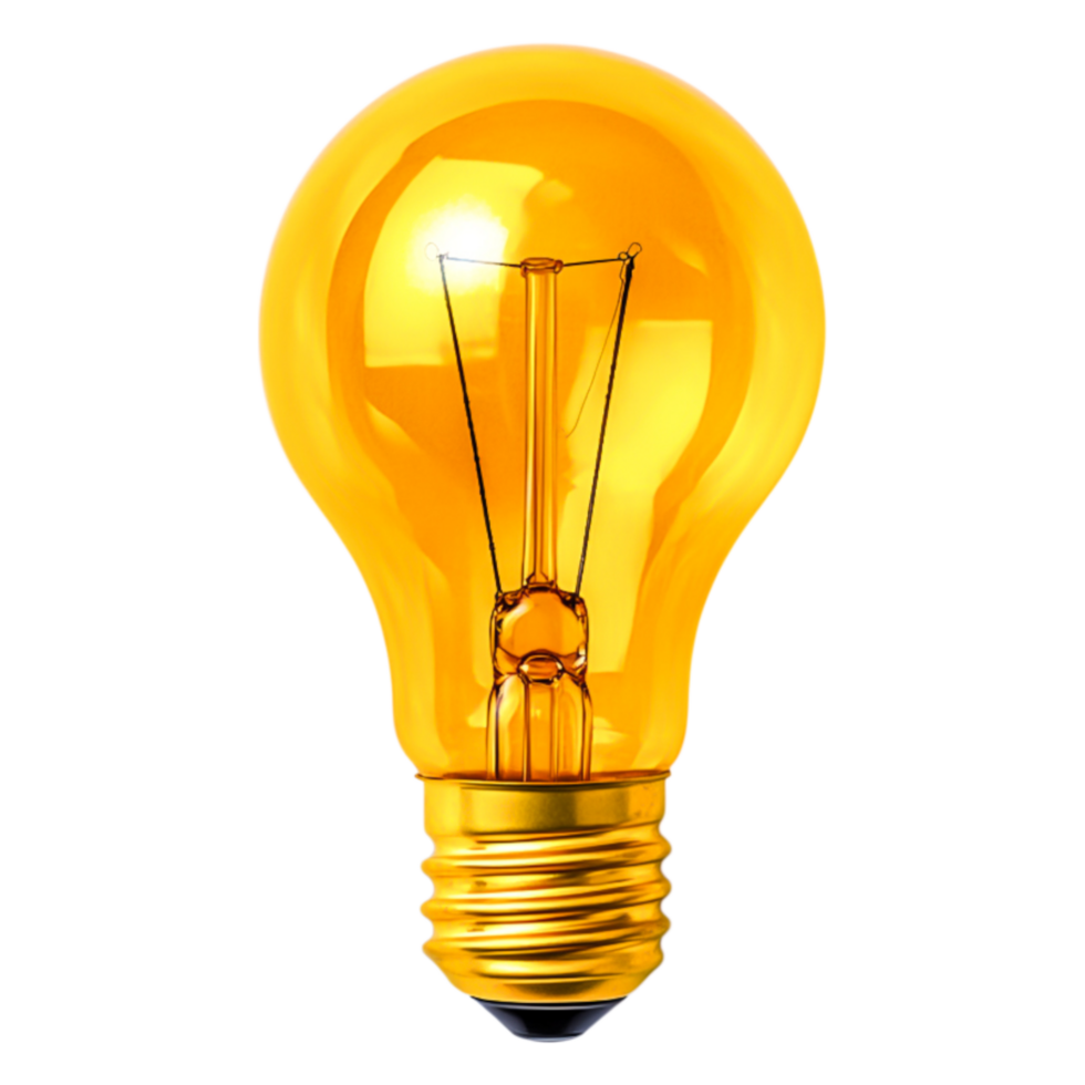 Bright Yellow Light Bulb with Vintage Design and Glowing Filament png
