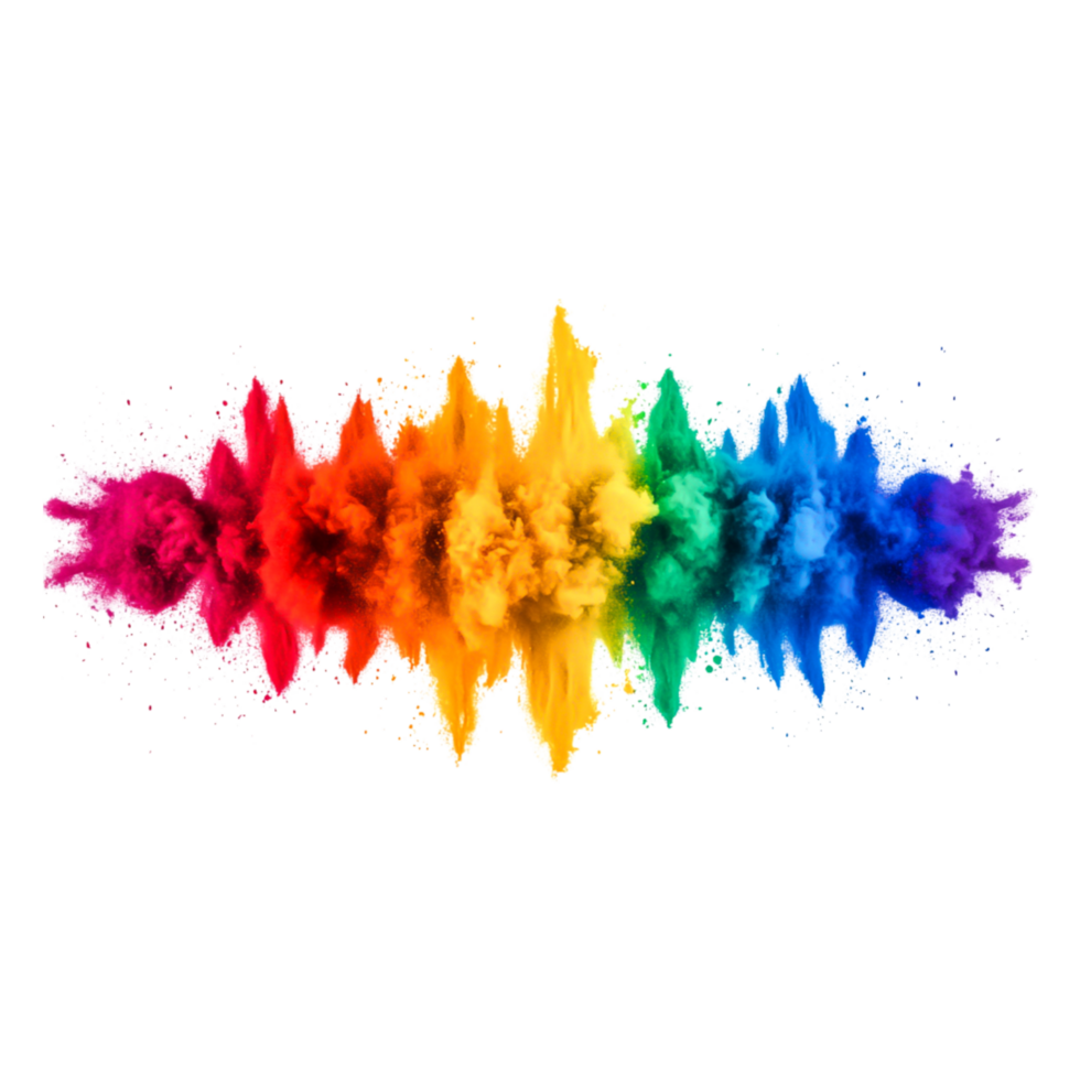 Vibrant Colorful Explosion of Powder in Wave Form on Black Background png