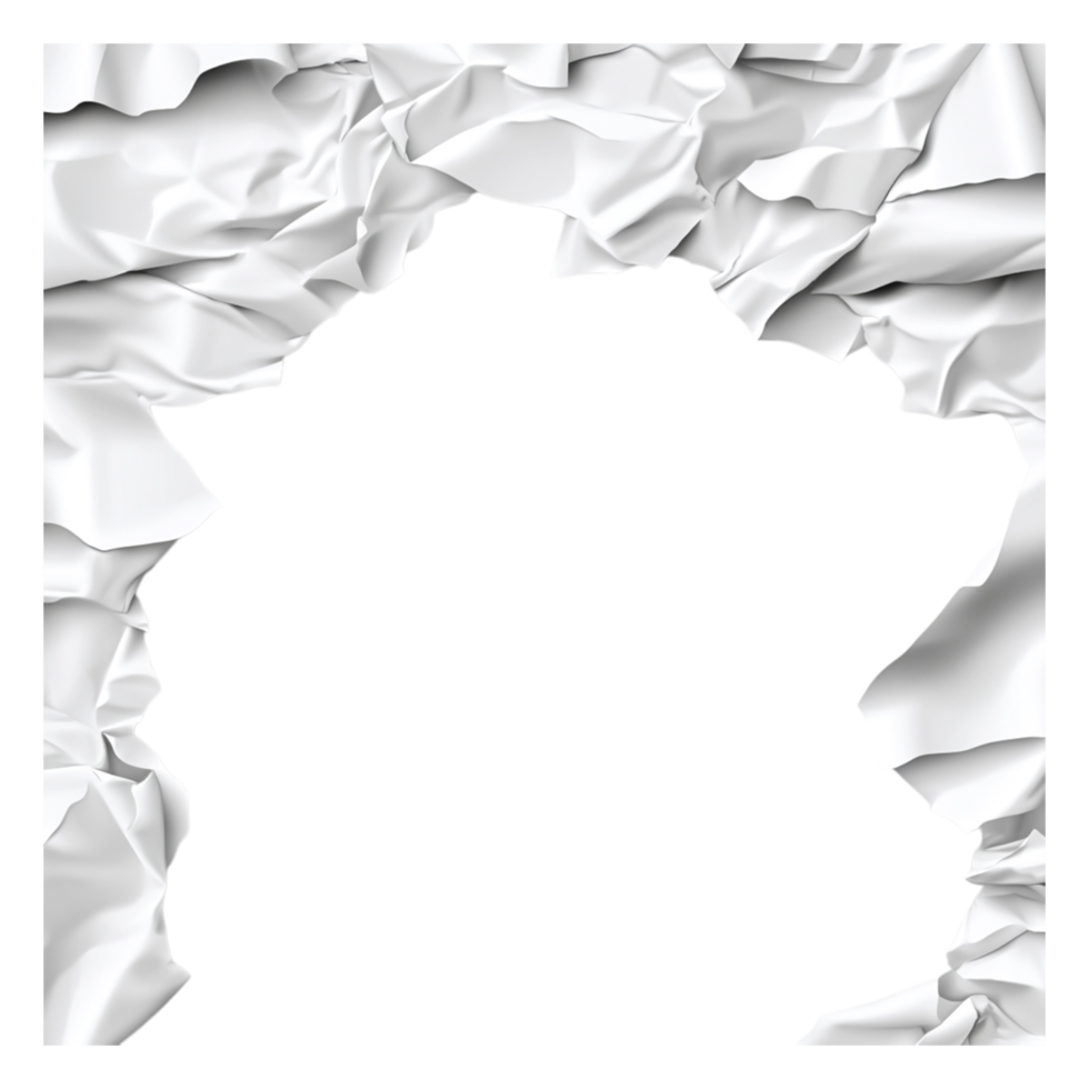 Crumpled White Paper Frame with Clear Center for Custom Content png
