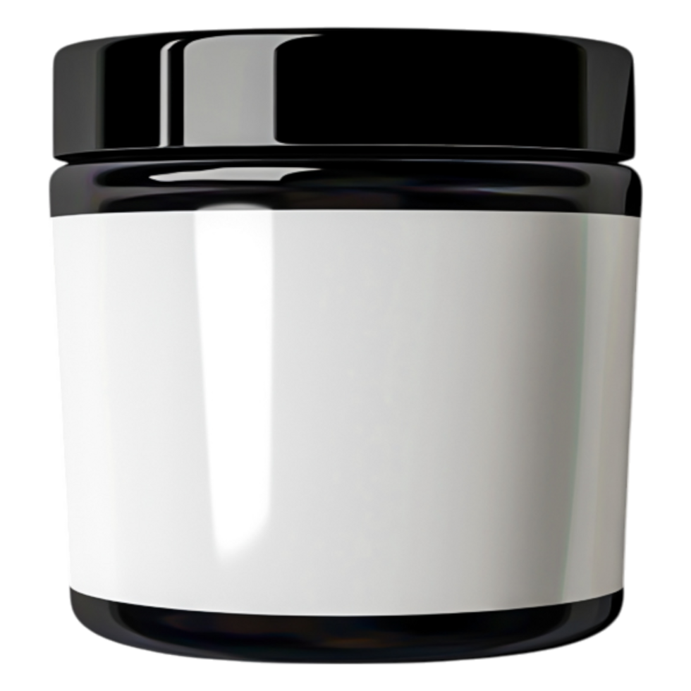 Black Container with Blank Label for Packaging and Design Purposes png
