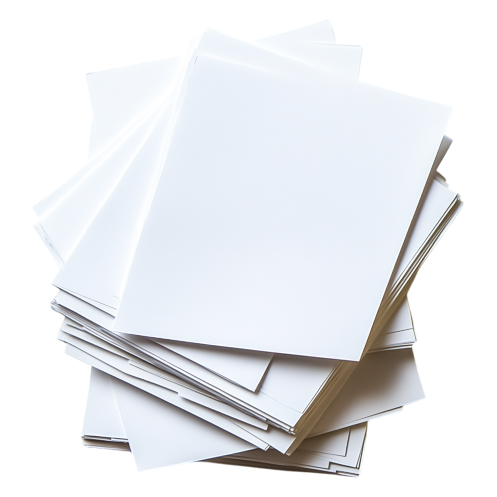 Stack of Blank White Paper Sheets on a Clean Surface for Use png