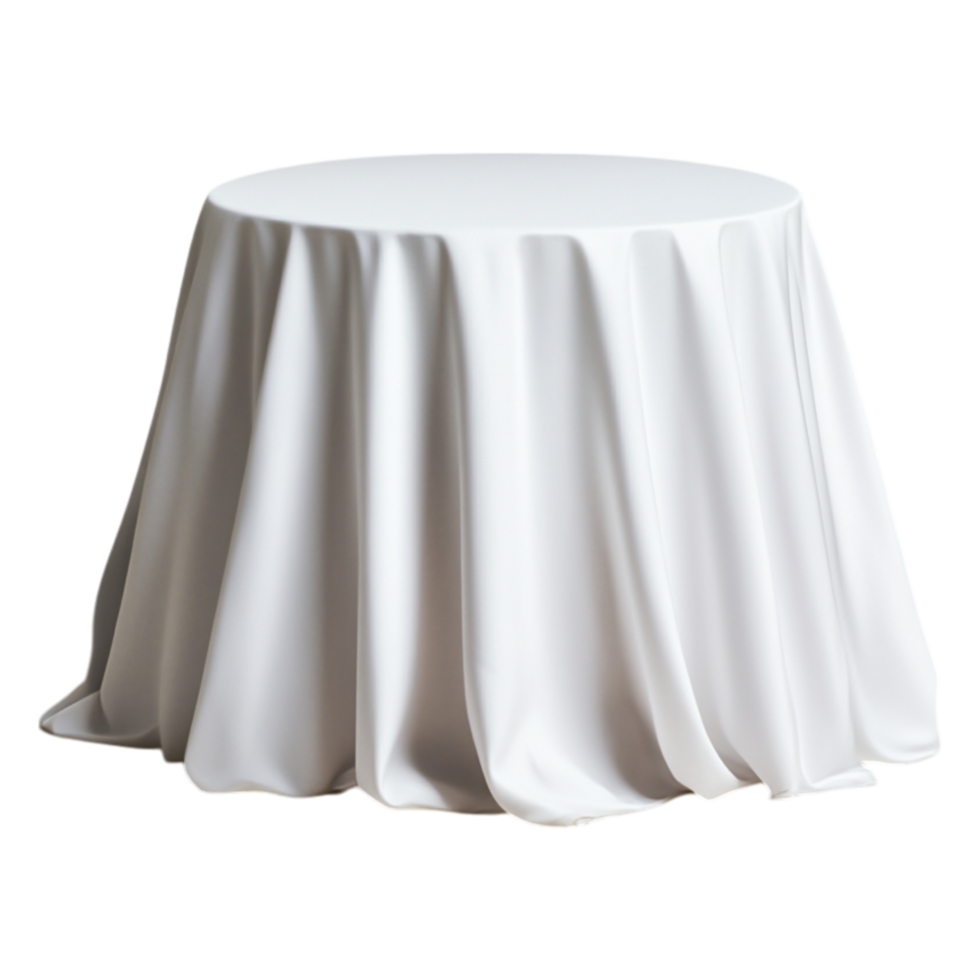 White Round Table with Elegant Cloth for Event or Decoration Use png