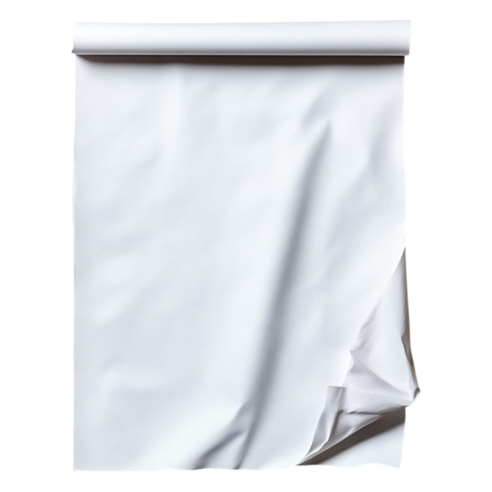 Wrinkled White Paper Roll on Transparent Background for Creative Use png