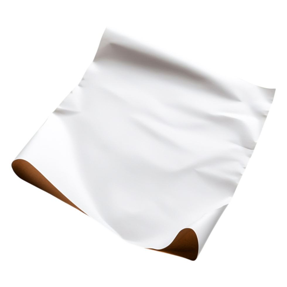 Perfectly Crumpled White Paper Background for Creative Projects png