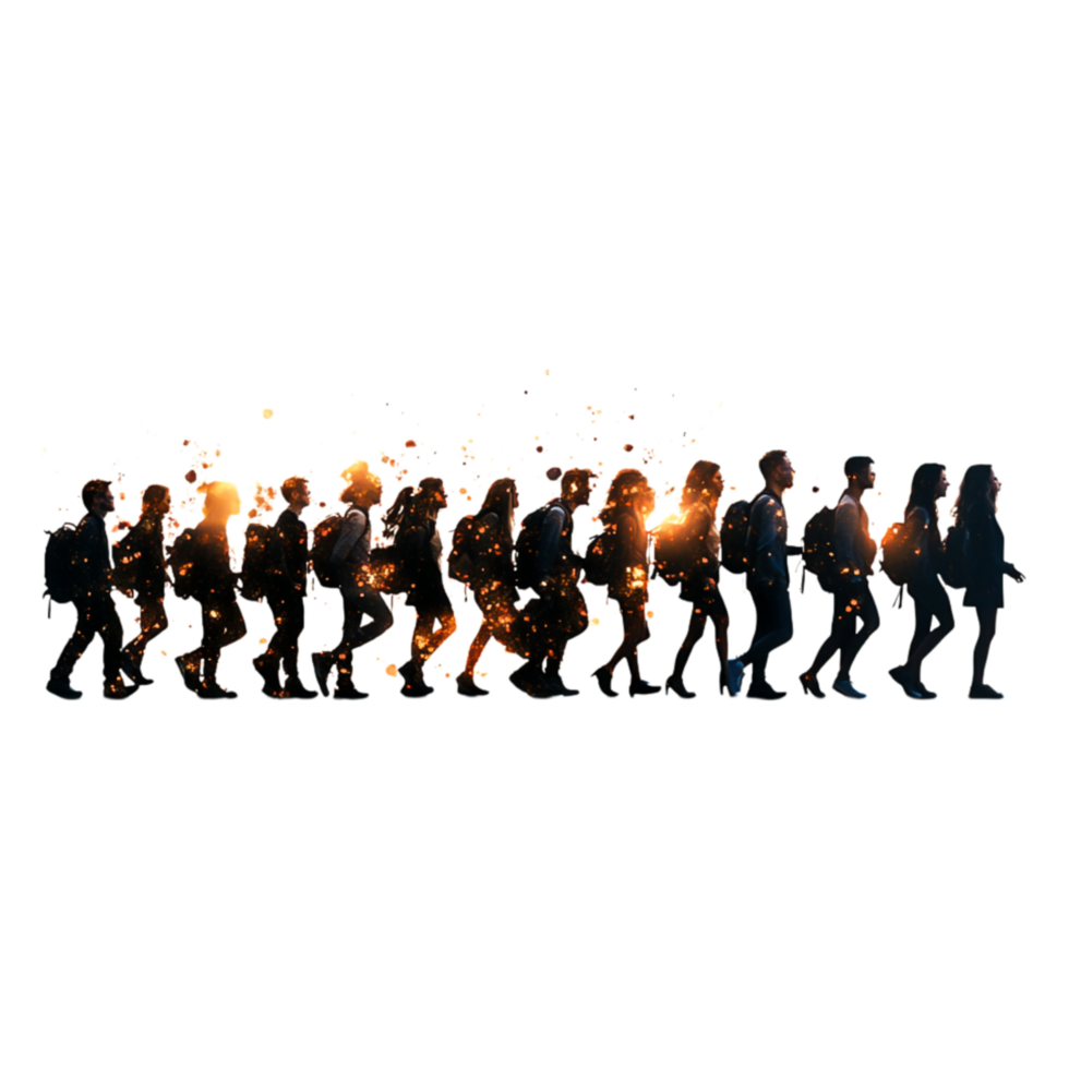 Silhouettes of Dancing People with Sparkles and Glowing Effects png