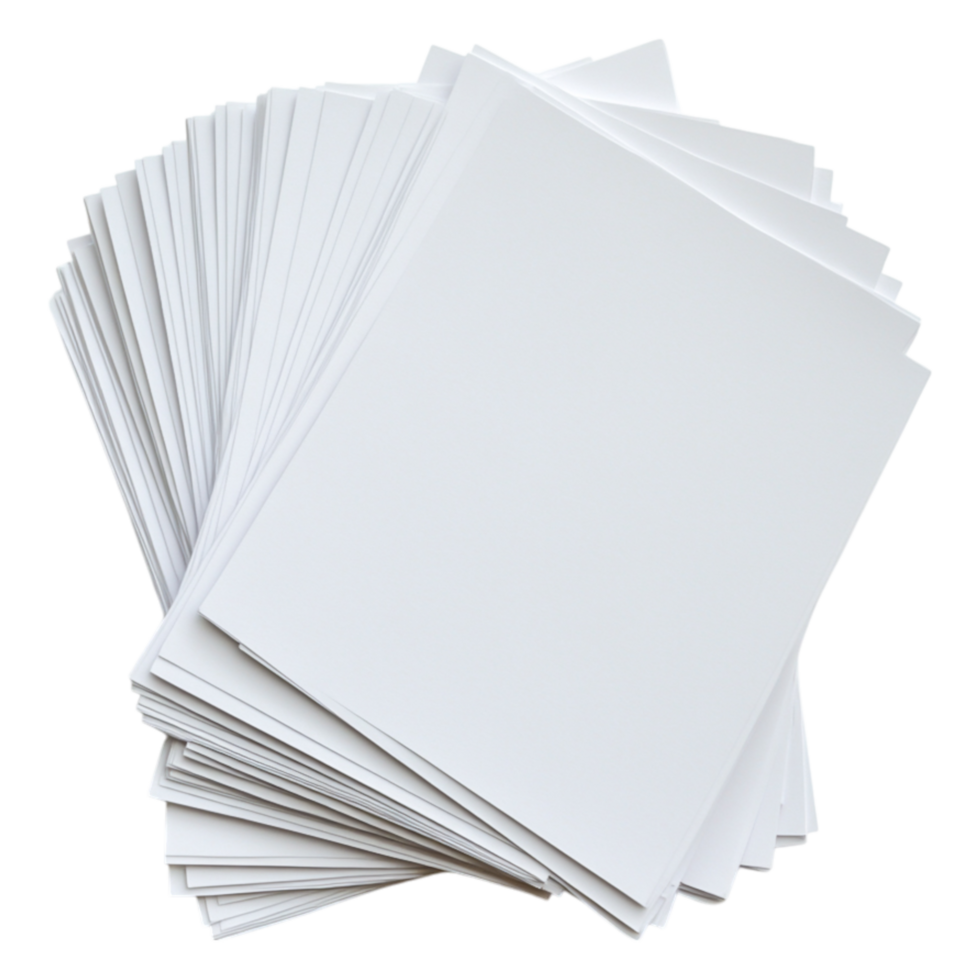 Stack of Blank Paper Sheets for Art and Office Use on png