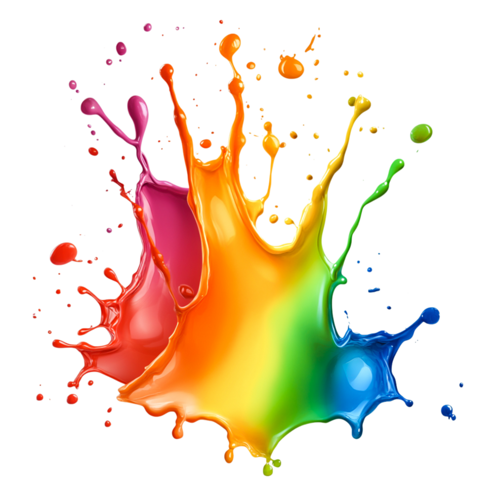 Vibrant Color Splash with Bright Tones on a png