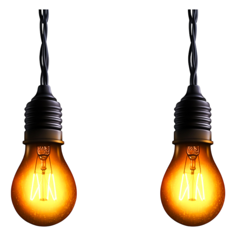 Vintage Style Hanging Light Bulbs with Warm Glow Effect png