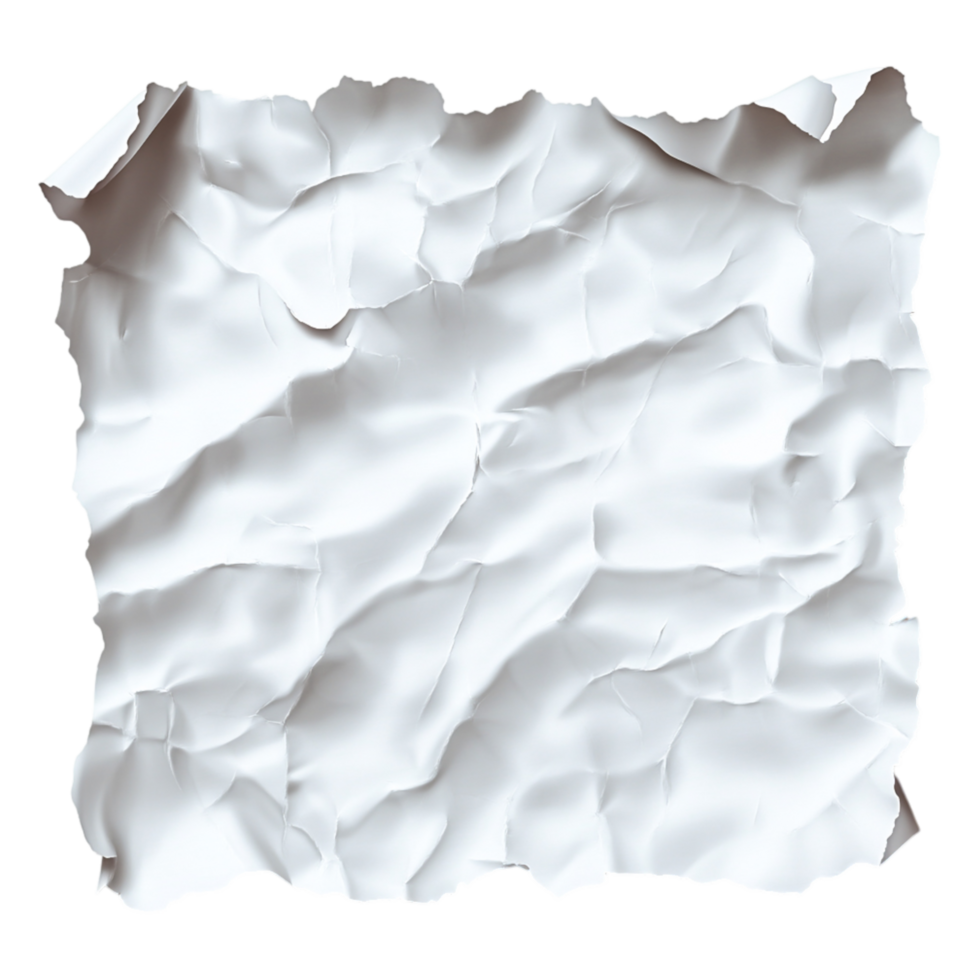 Crumpled White Paper Texture for Backgrounds and Designs png