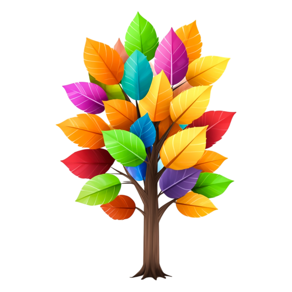 Vibrant Colorful Tree with Bright Leaves in Autumn Style png