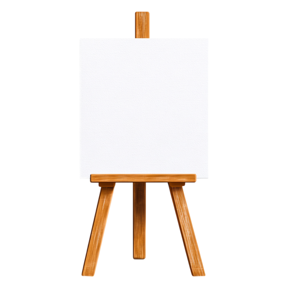 Blank White Canvas on Wooden Easel for Art and Creativity Projects png