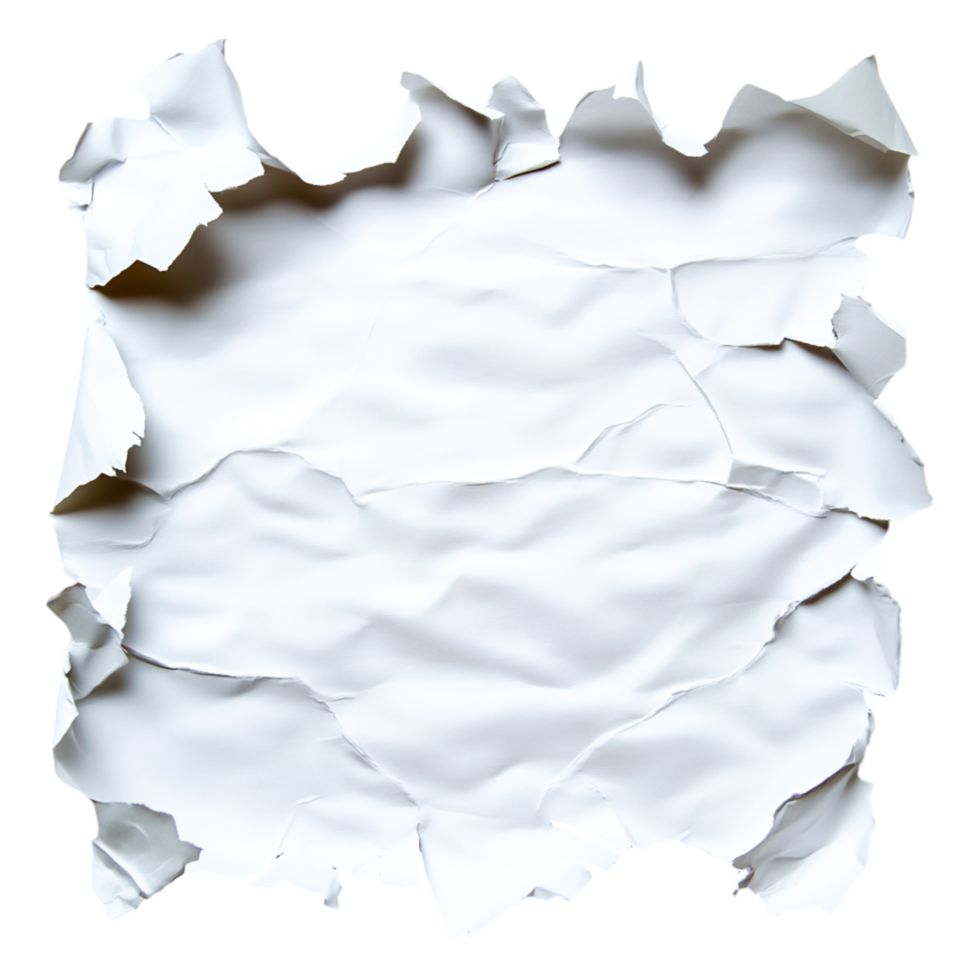 A Crumpled White Paper Texture with Torn Edges png