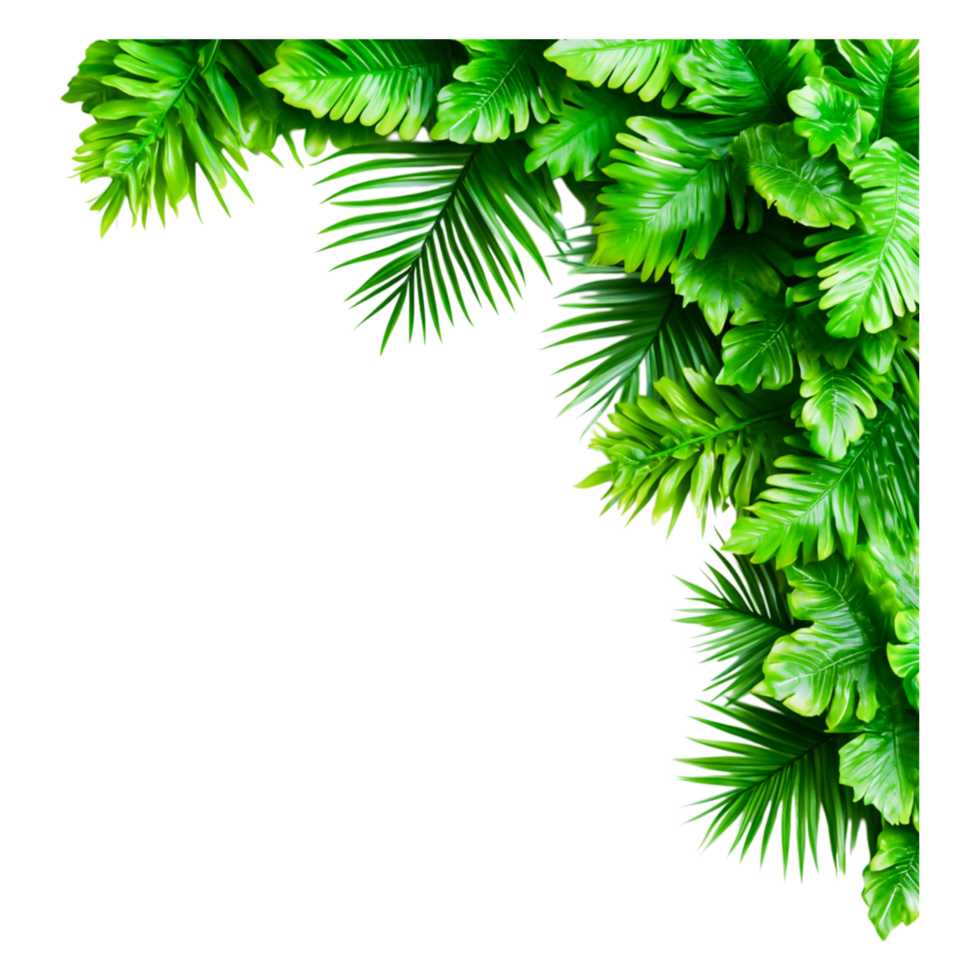 Lush Green Palm Leaves Corner Frame for Background Decoration png