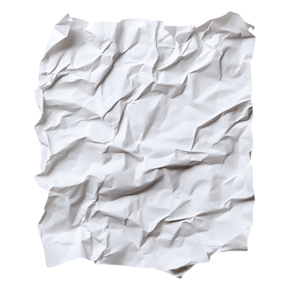 Crumpled White Paper Texture for Background or Design Elements png