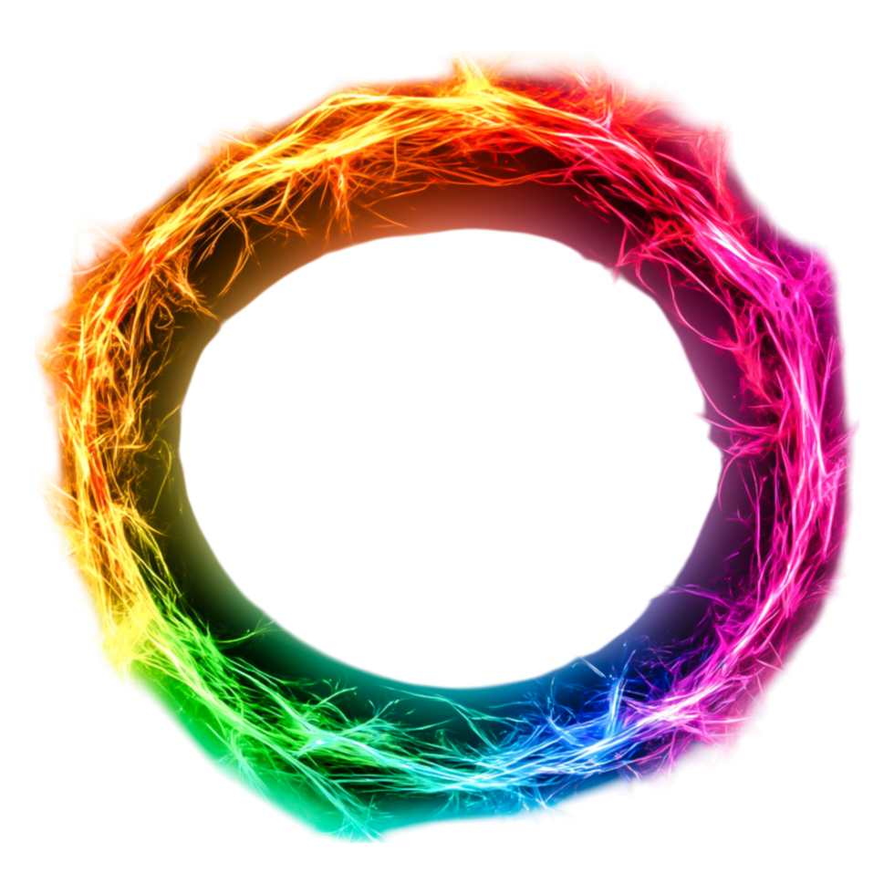 Colorful Abstract Circular Frame Design with Electric Effects png