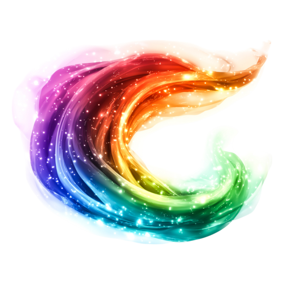 Colorful Flowing Abstract Design with Sparkles and Light Effects png