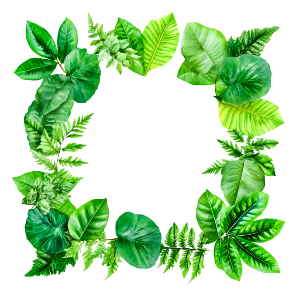 Green Leaves Frame Design for Nature and Botanical Themes png