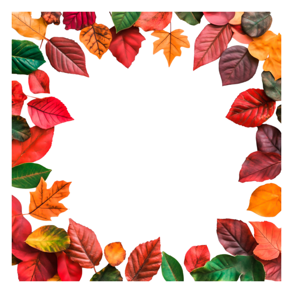 Colorful Autumn Leaves Border with Bright Hues of Red and Yellow png