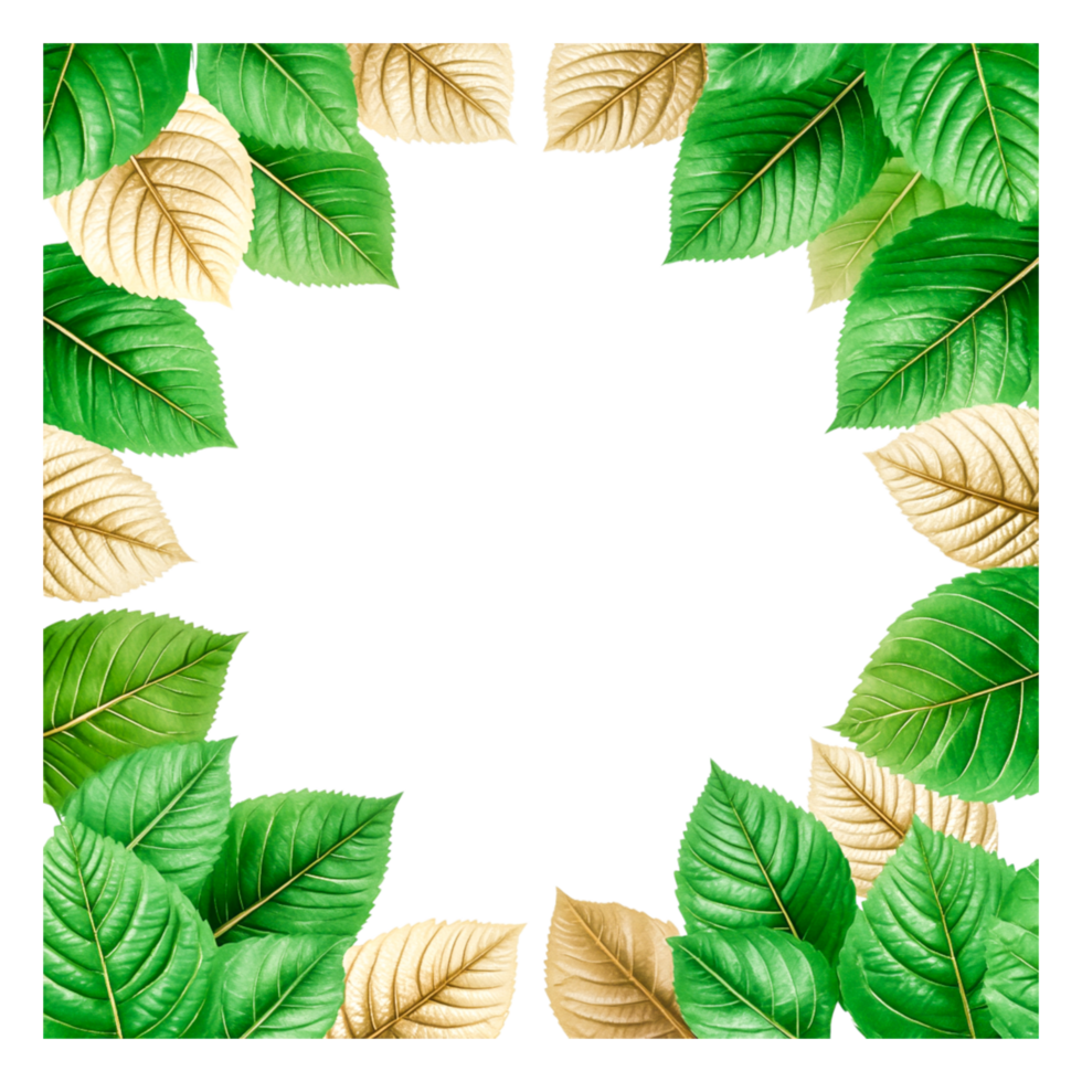 Green and Brown Leaves Frame for Botanical Design and Decoration png