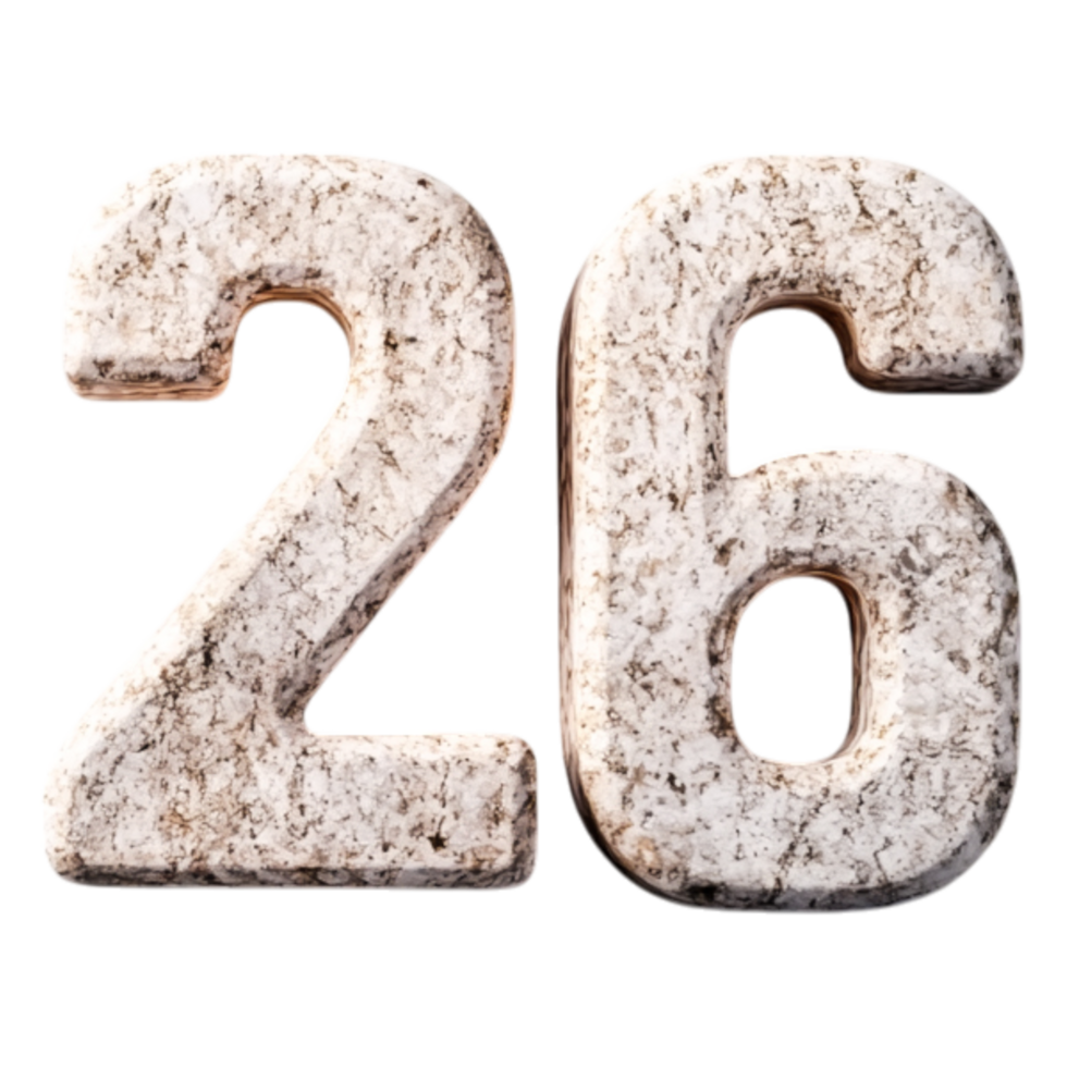 Weathered stone house number twenty-six on png