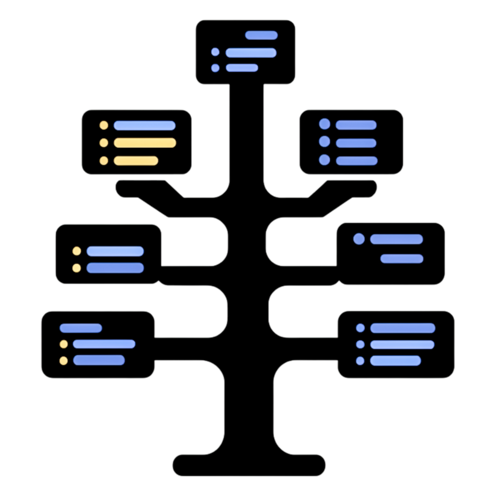 Infographic Tree Diagram with Data Presentation and Flow Structure png