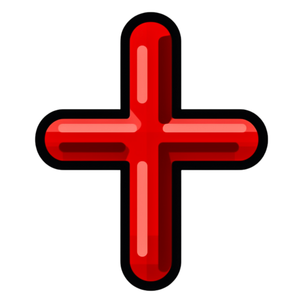 Red Plus Sign Icon Isolated on Transparent Background for Design Use png