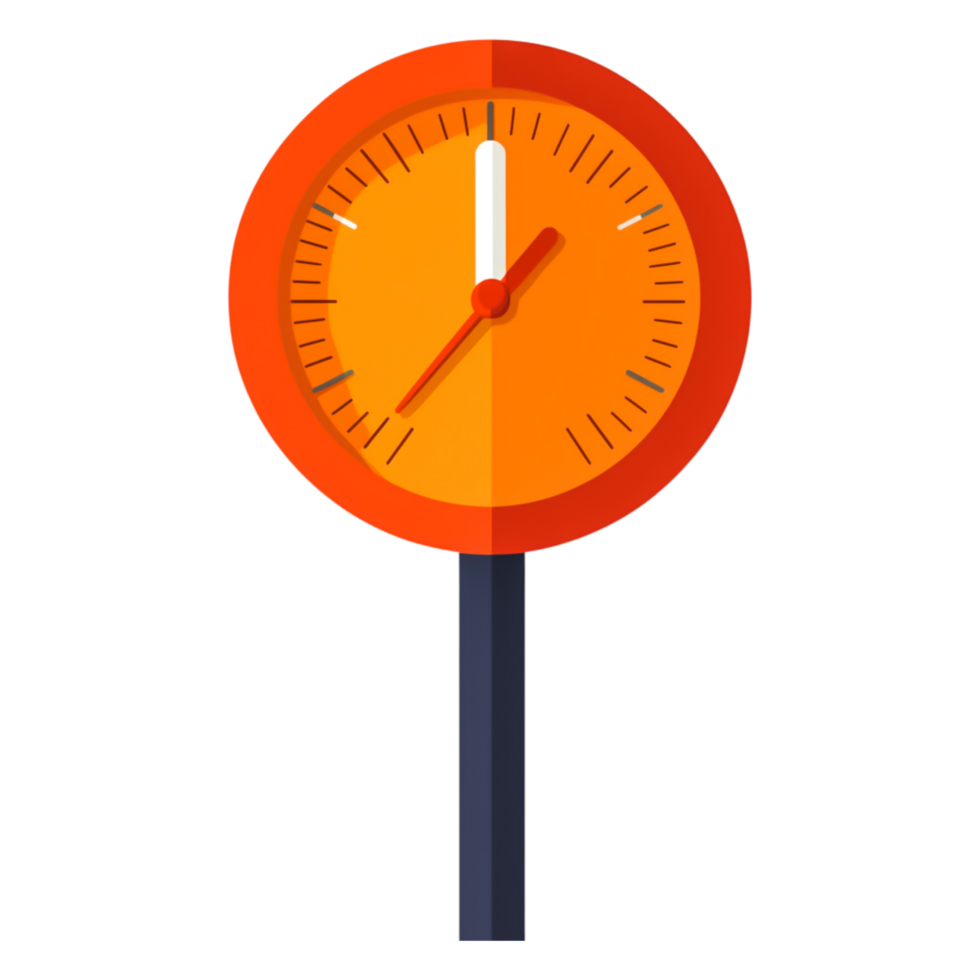 Bright Orange Round Clock with Fixed Time Indicator Displayed png