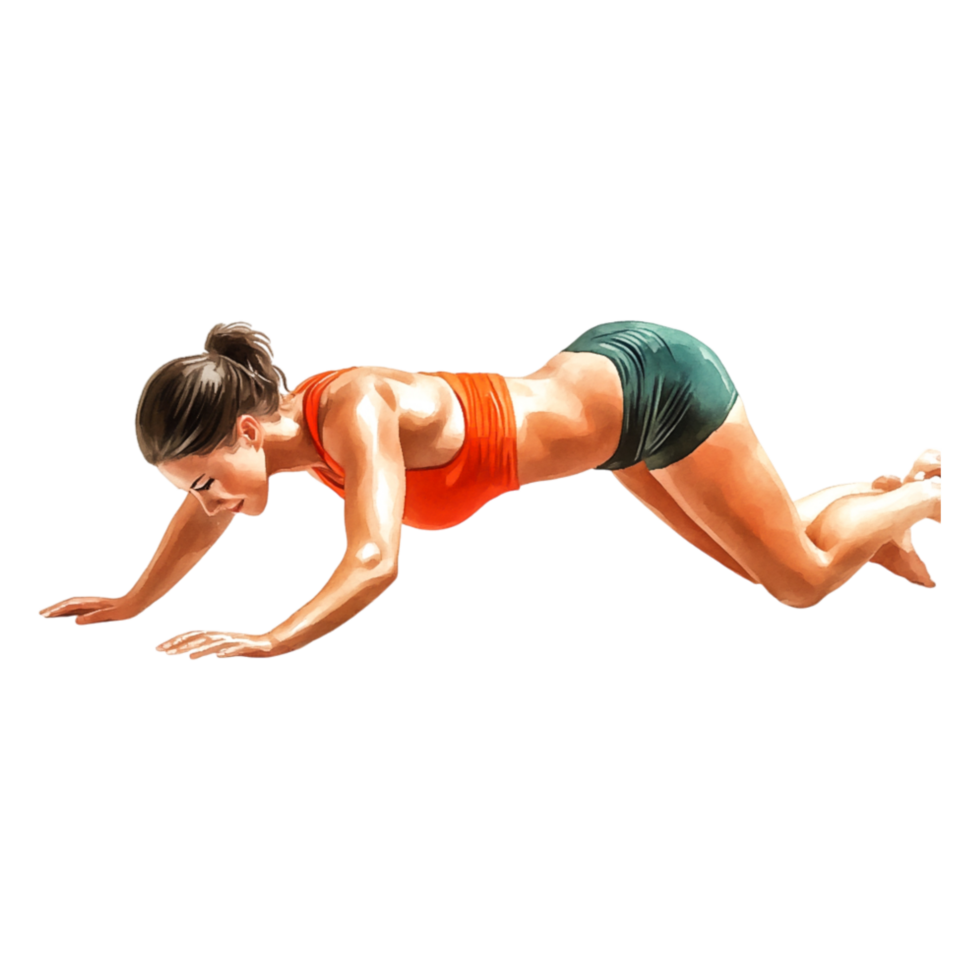 Fit Woman Exercising in a Plank Position on Isolated Background png