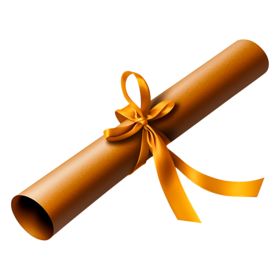 Brown Scroll with Ribbon for Certificate or Diploma Presentation png