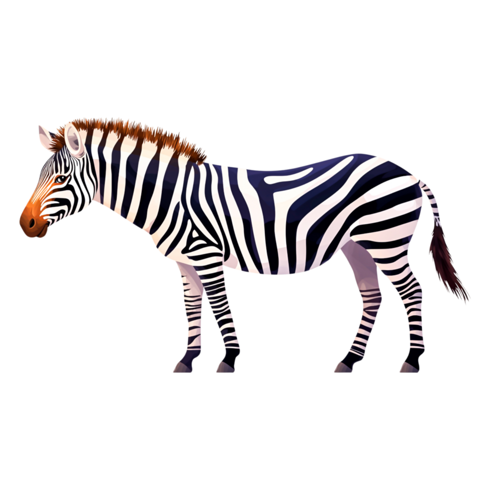Realistic zebra illustration with striking black and white stripes png