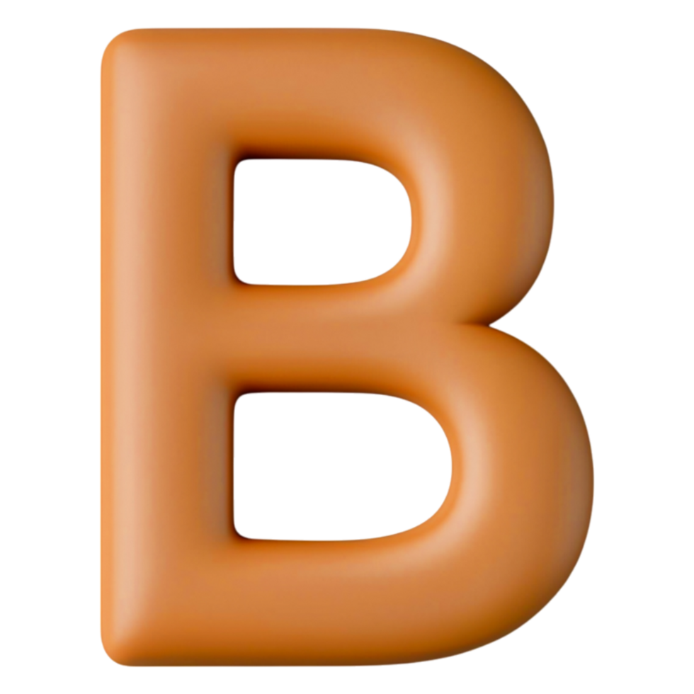 3D Rendered Letter B in Warm Beige Tone on Transparent Background png