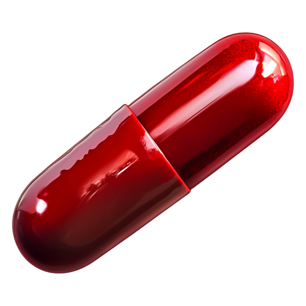 Bright Red Capsule Isolated on for Medical Use png