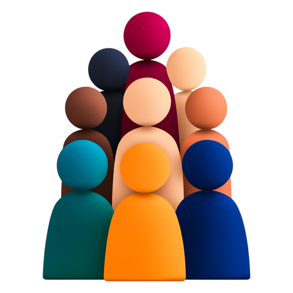 Colorful abstract representation of diverse people in pyramid formation png